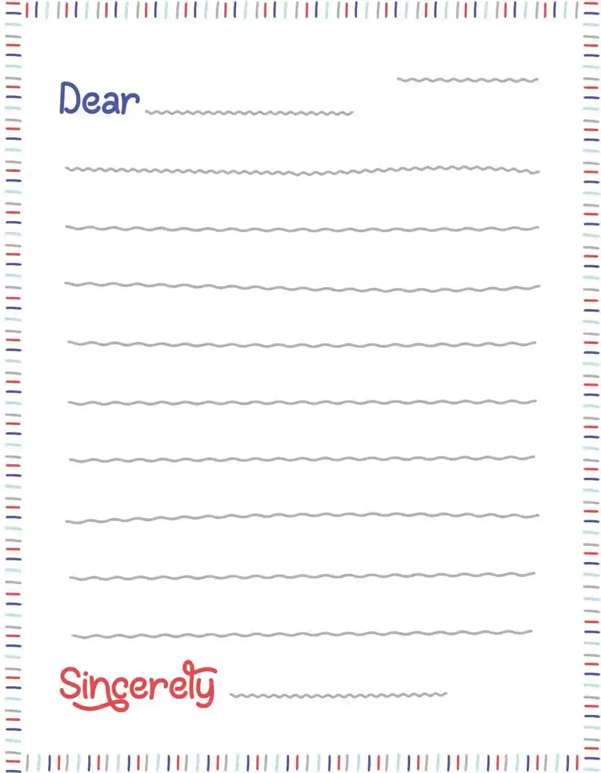 Printable Letter Writing Template
