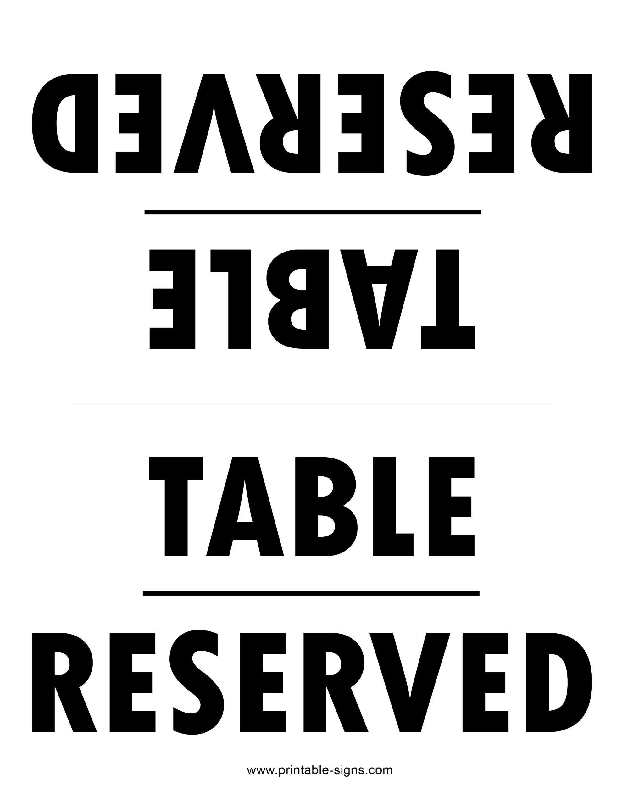 Free Printable Reserved Table Signs Template