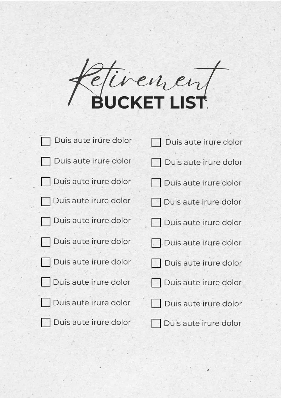 Free Retirement Bucket List Template For Google Docs