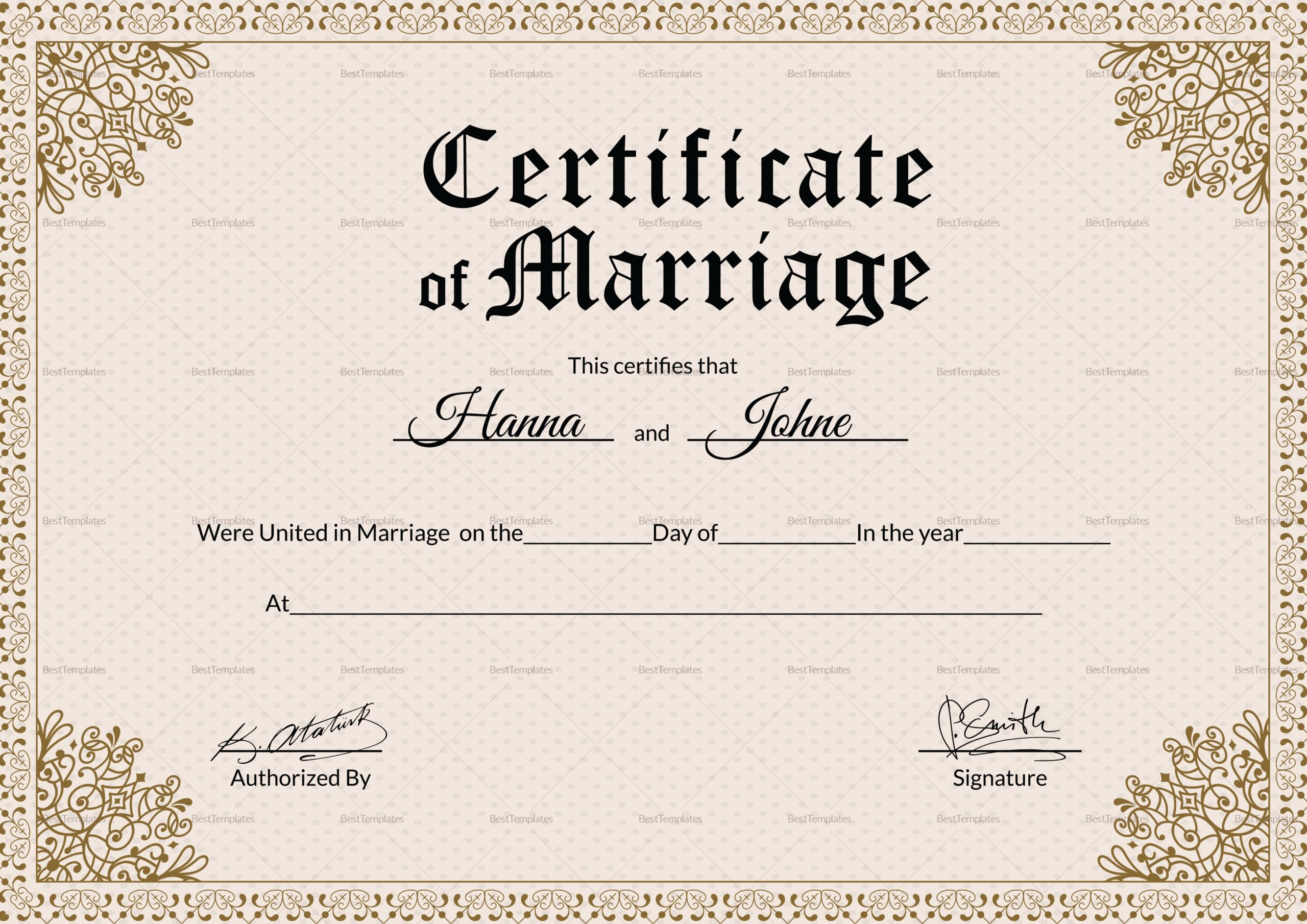Free Printable Wedding Certificate Templates