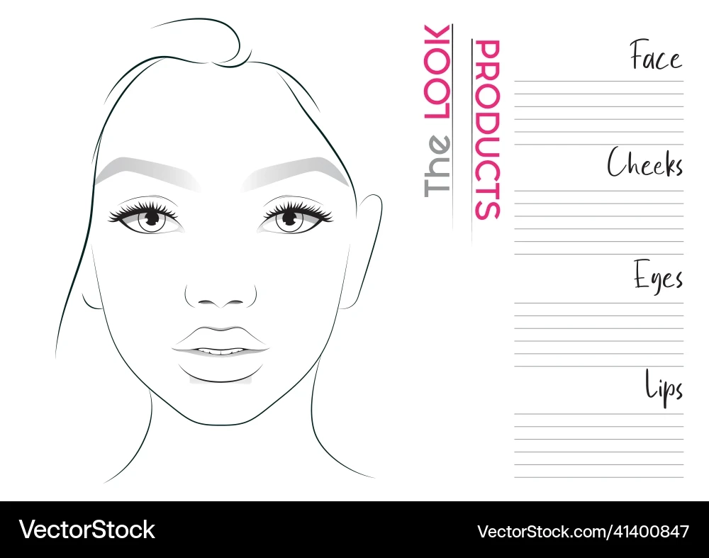 Makeup Artist Face Chart Blank Template Lizenzfreie Vektorgrafik 