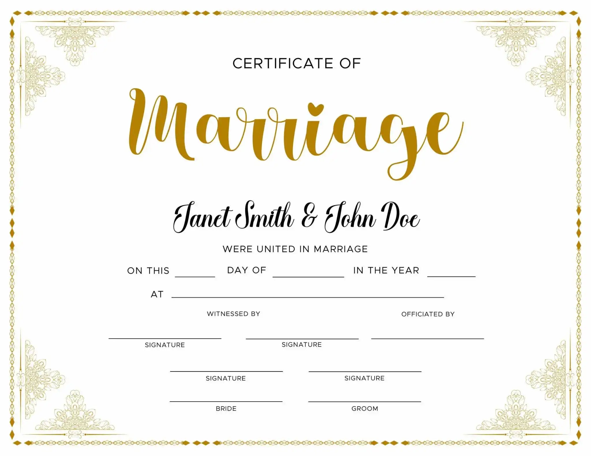 Printable Marriage Certificate Printable Party Favors