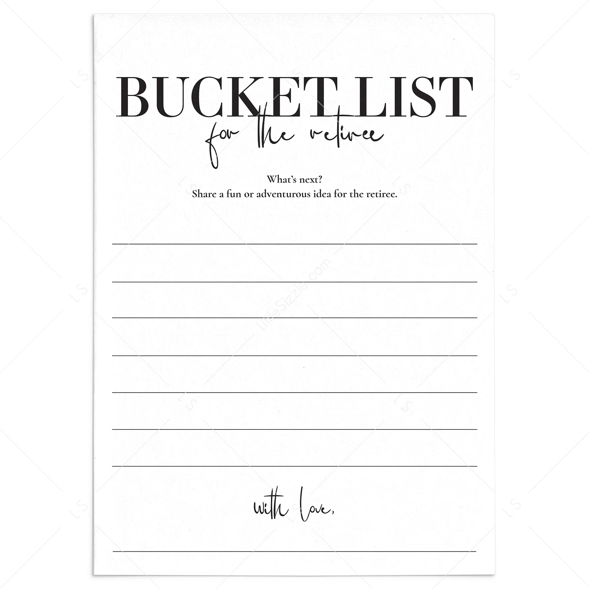 Retirement Bucket List Cards Printable Simple Retirement Party 